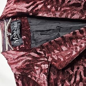 NWOT Moshita Couture fur feel animal print purplish brown long trench coat sz XL